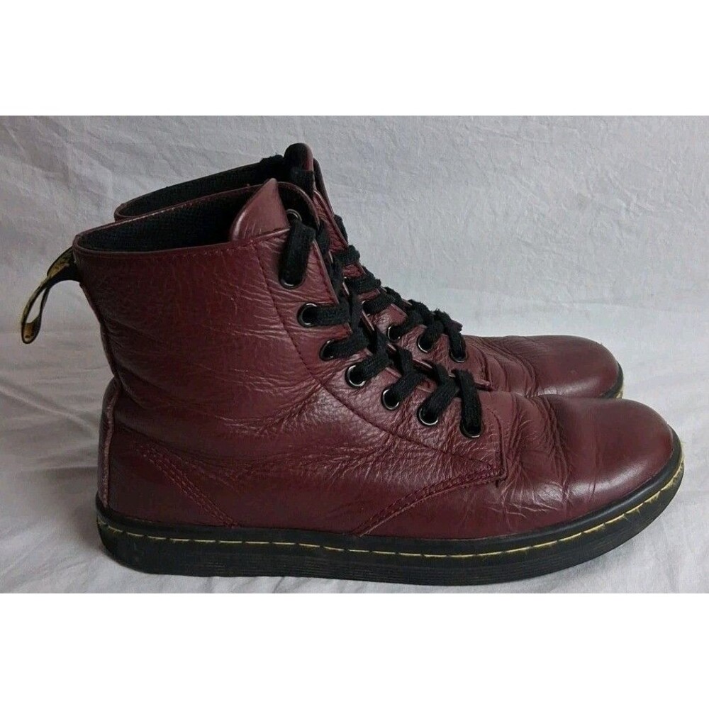 Dr. Martens Leyton Women 7 Burgundy Leather Ankle Fashion Boots Streetwear